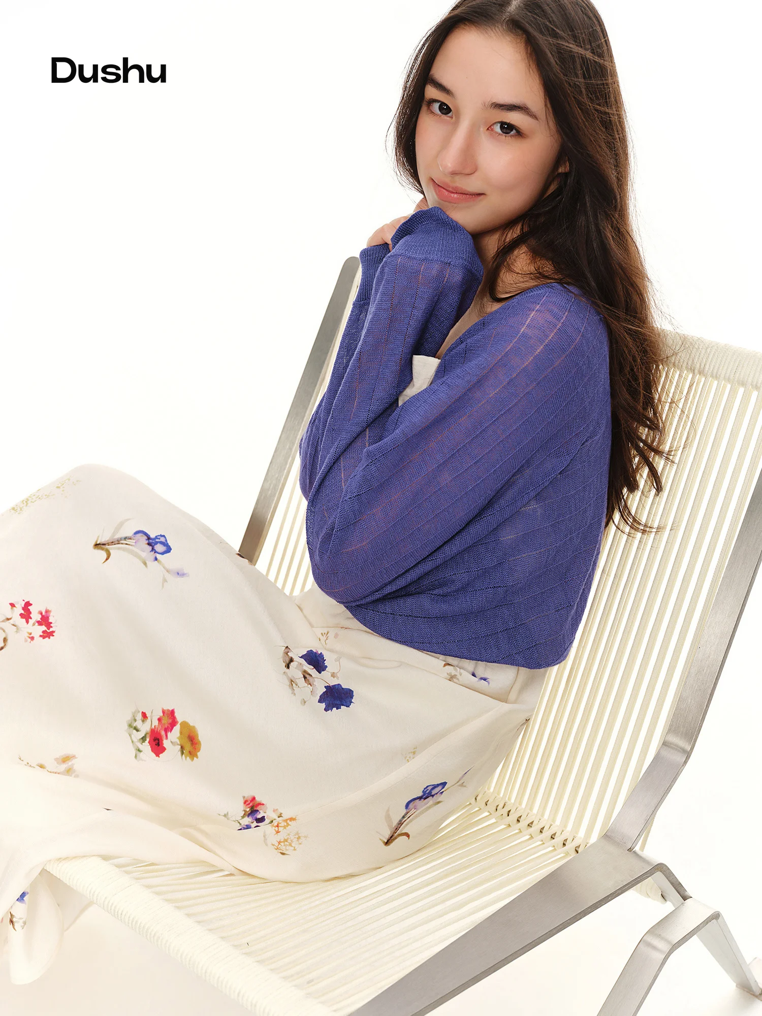 DUSHU Women's 2026 Summer New Arrival Sweet & Versatile Long Sleeve Knit Top Layerable Cardigan Figure-Friendly Multi-Size Coat