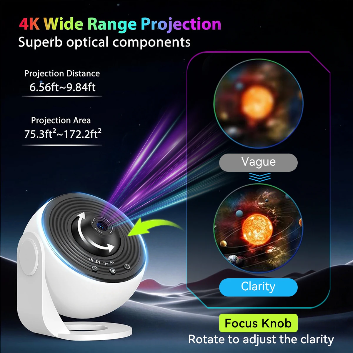 14 in 1 Star Projector Night Light 360° Degree Rotating 4K HD Galaxy Projector Bedroom With Timer Planetarium Projector for Kids