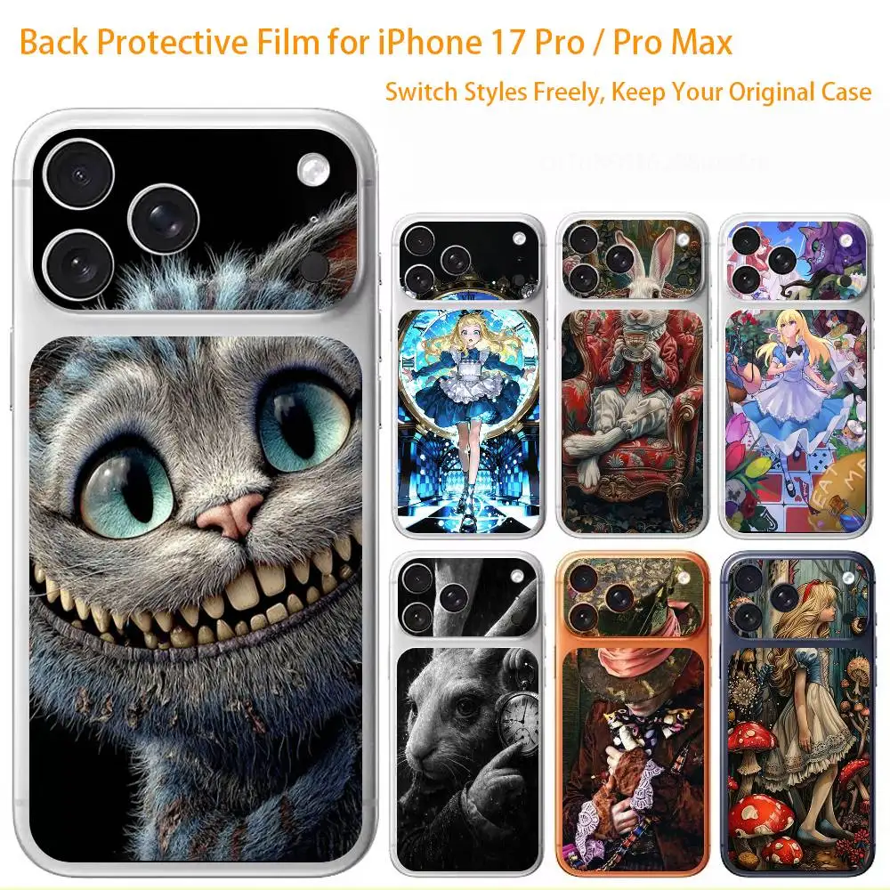 

1A-Alice In W-Wonderland 3D Full Body Skin Decal for iPhone 17/Pro/Pro Max Color Rear Protective Sticker