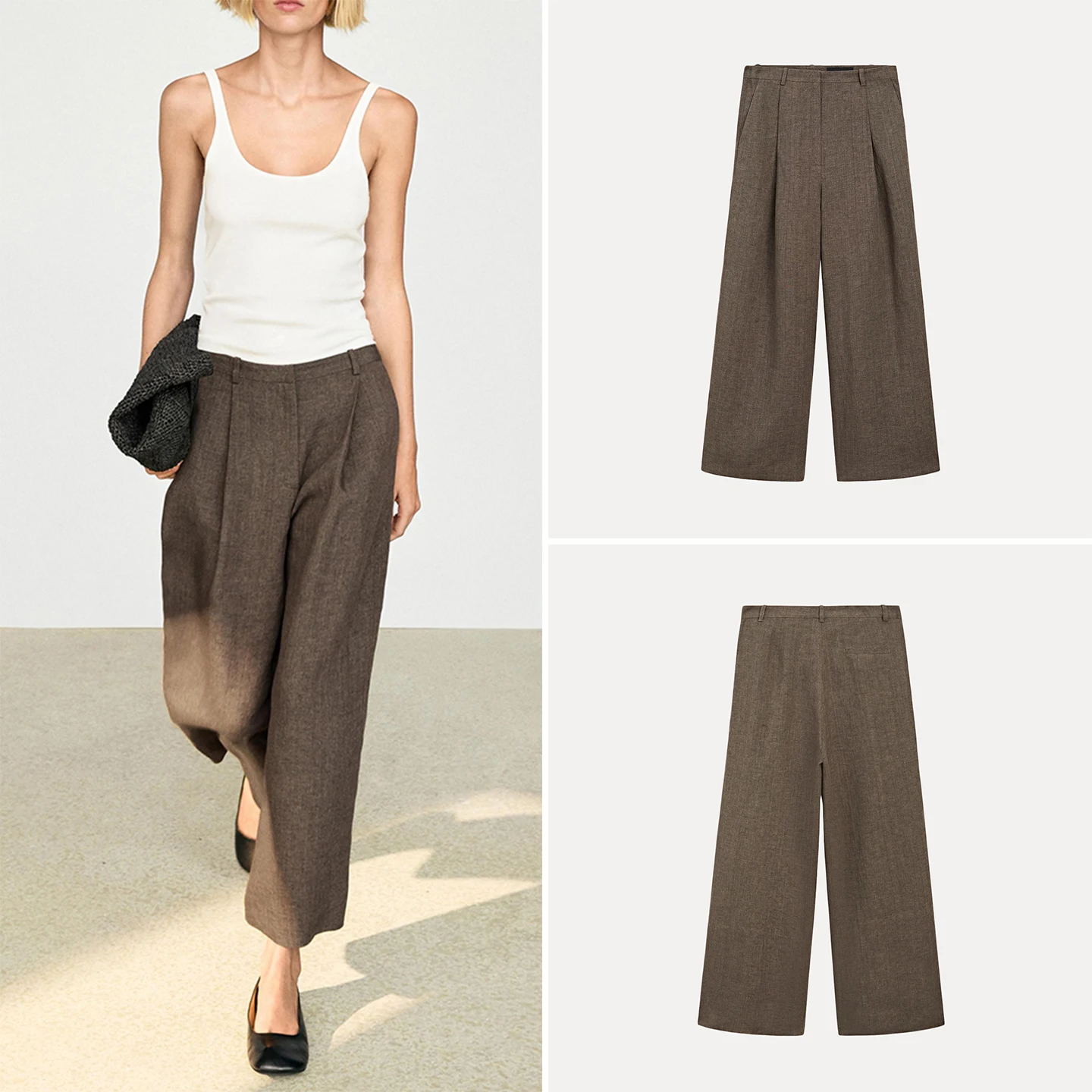 Women's Autumn 2026 New Style Floral Embellished Wide Leg Pants Casual Loose Fit Long Trousers Natural Waist Zipper Closure