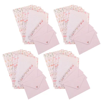 4 set di carta da lettere multiuso stazionaria per scrivere lettere buste di cancelleria decorative rosa e