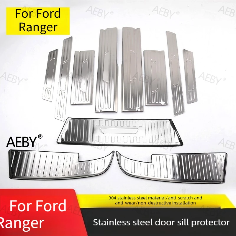 

For Ford Ranger 2022-2026 Stainless steel threshold anti scraper,anti-rubbing plate,Anti scraper,crash barrier,Car accessories