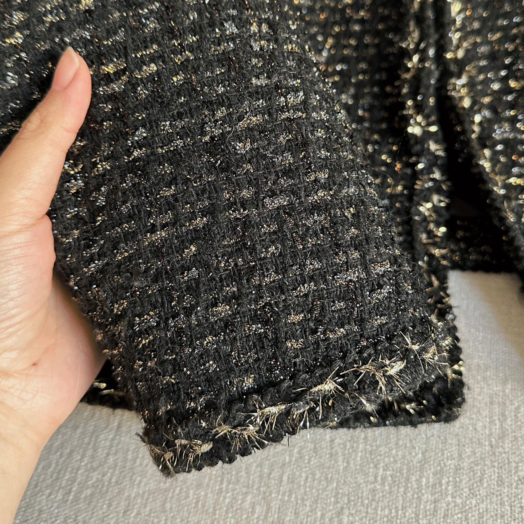   가을 겨울용 양모 트위드 안감이 있는 패셔너블한 헤비웨이트 퀼팅 다운 재킷 세트