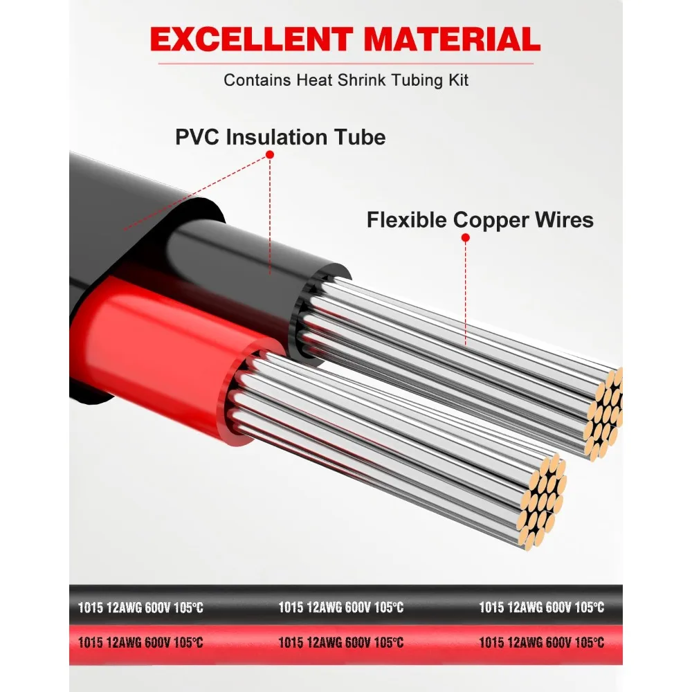 12 Gauge Wire 2 Conductor Electrical Wire, 12 AWG Wire Stranded PVC Cord, 12V Low Voltage/Tinned Copper/Flexible/12/2 Wire