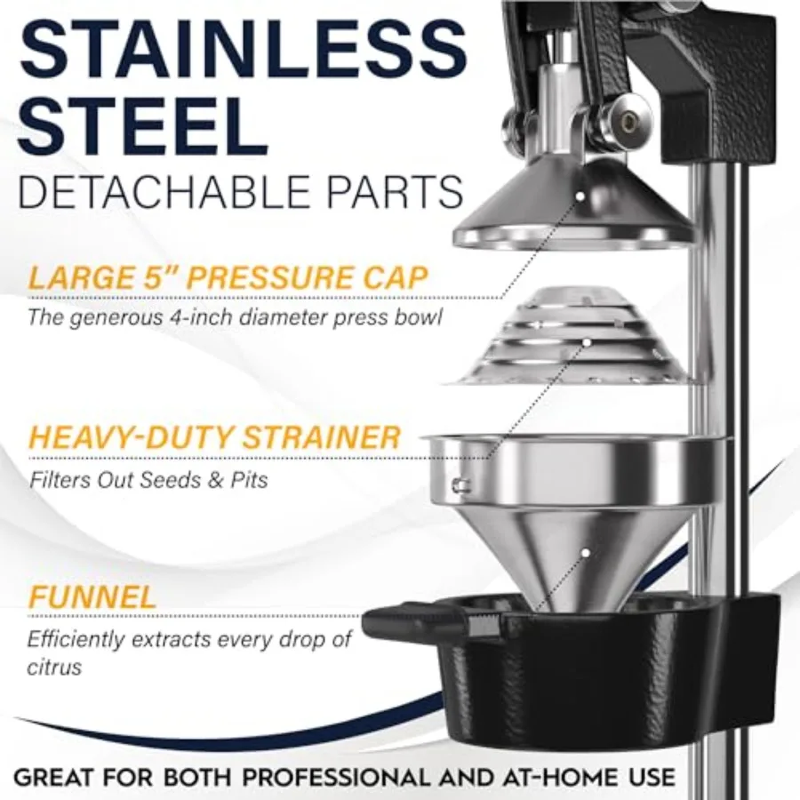 Cast Iron Citrus Juicer for Fresh Orange Juice in Commercial Kitchens and Home Use ExtraLarge Manual Hand Press with Heavy Duty