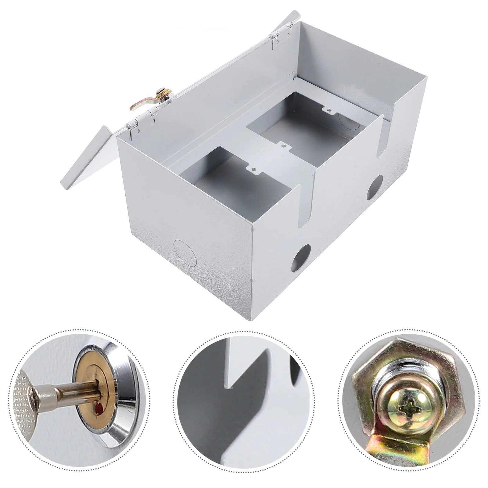 

1 set of Stainless Steel Outlet Box Socket Box Protective Socket Box Electrical Enclosure Box with Lock