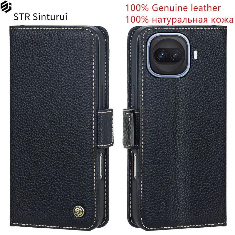 

STR Genuine leather lychee grain card Slot Wallet Cover For vivo iQOO Z11 Z10 Turbo + Pro Z10x 10R Flip shockproof phone Case