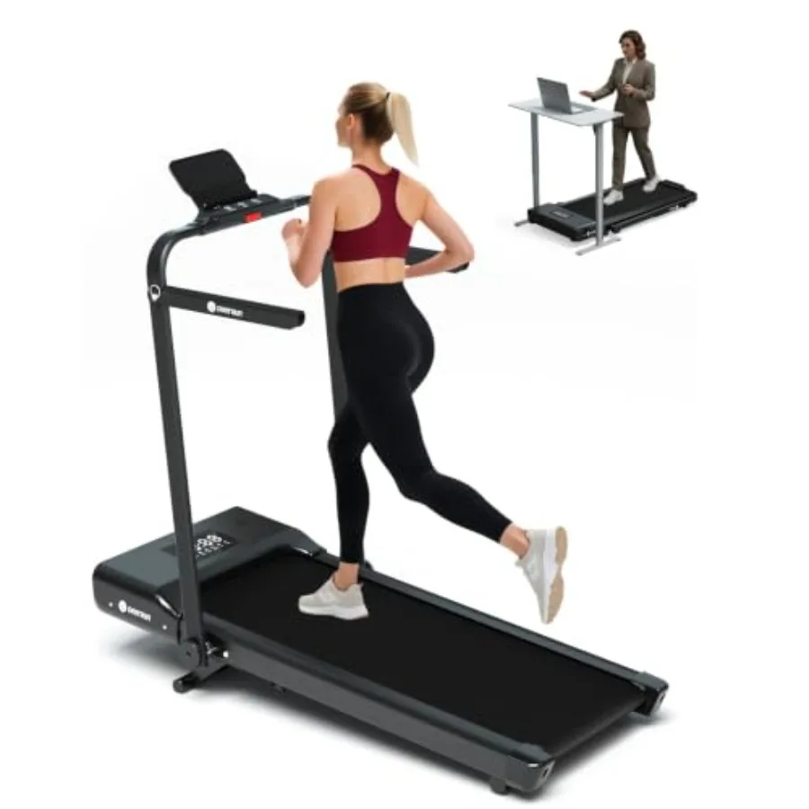 Walking Pad Treadmill with Incline Handle Bar, 4-in-1 Foldable Under Desk Treadmill for Home or Office Use, Gray, 300 lbs Capac