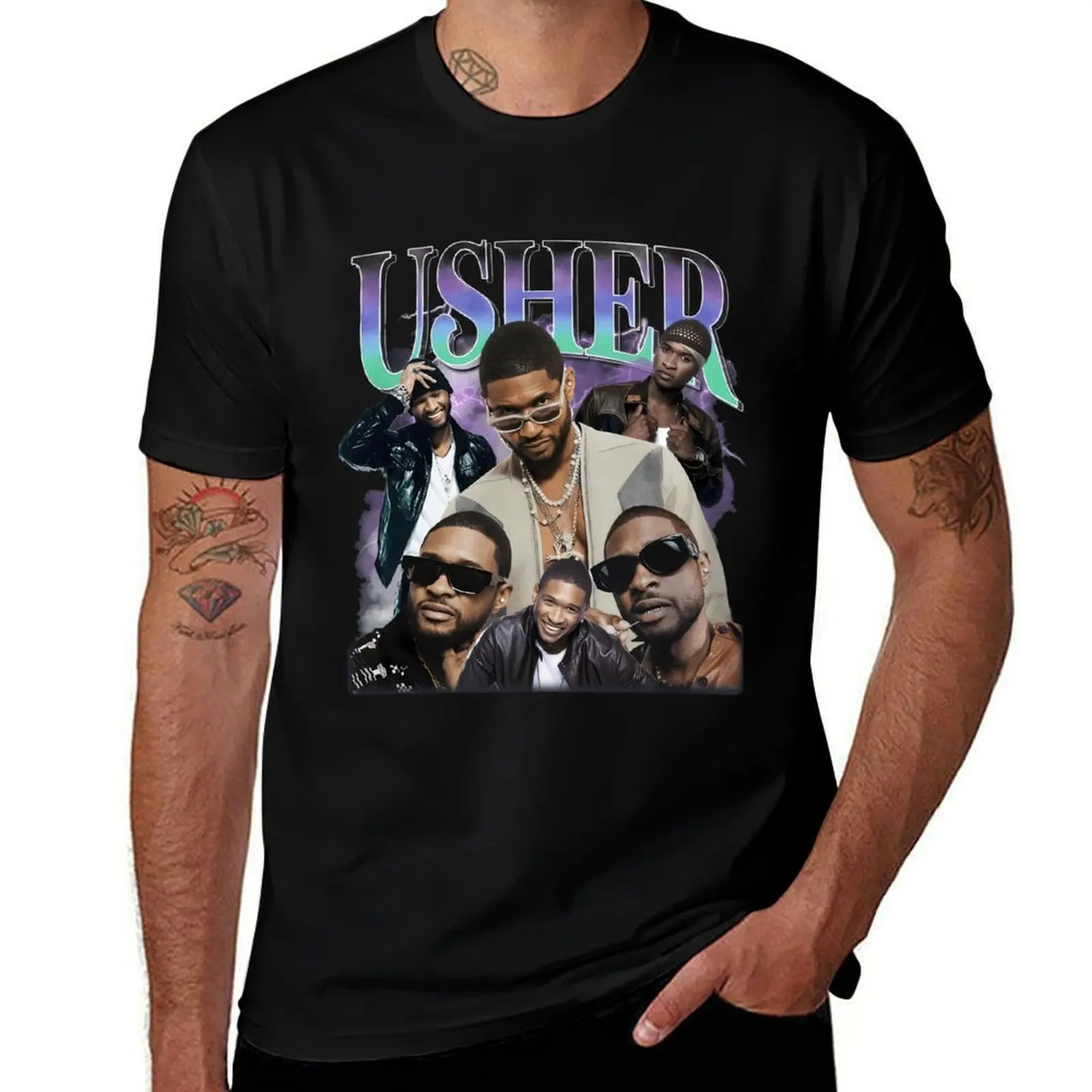 

Usher Rap Retro T-Shirt black cotton t-shirt plain for man package funny t shirts cotton man t shirt designer T-Shirt