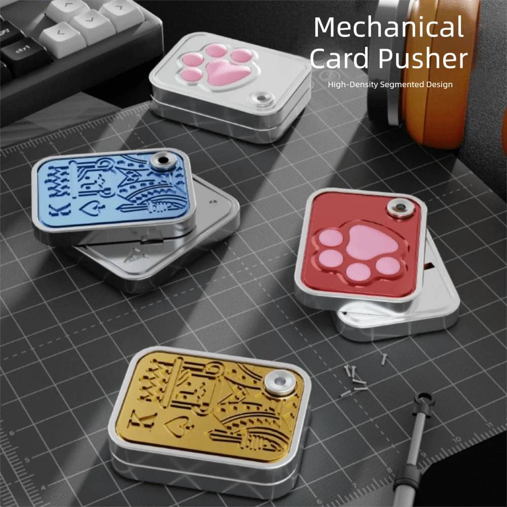Creative Cat Paws Mechanical Card Pushing Sensory Push-Pull Rotating Fingertip Spinning Mini Cute Fidget Slider Office Desk