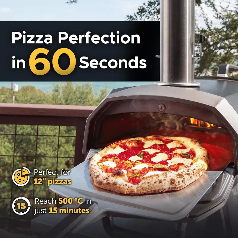 Karu 12G Multi-Fuel Outdoor Pizza Oven - Wood and Gas Outdoor Pizza Oven with Pizza Stone & Intergrated Thermometer