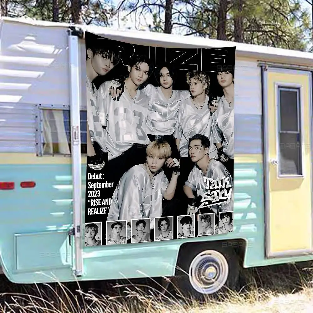 Kpop Band R-RiizeS Cartoon Flag Art Science Fiction Room Home Decor Wall Hanging Home Decor Banner