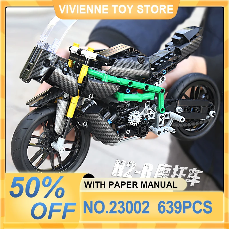 MOULD KING 23002 Technical H2R Motorcycle Model Building Blocks Motorbike Car Bricks Education Children Boys Toys Christmas Gift