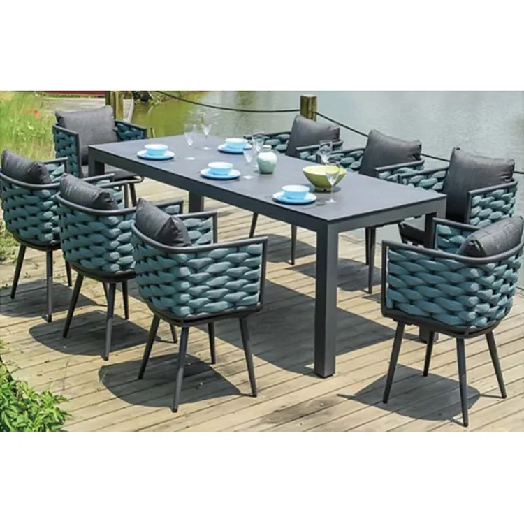 # Modern Blue-Green Four-Piece Aluminum Outdoor Lounge Sofa Set With Cushions For Dining Hotels Courtyards Villas