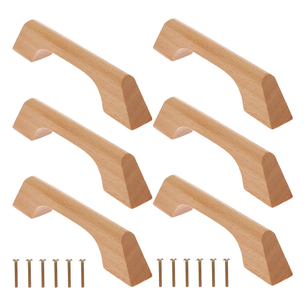 

5pcs Solid Wood Cabinet Door Handle Drawer Handles Wooden Knobs Modern Design Wear Resistant Durable Furniture Accessories