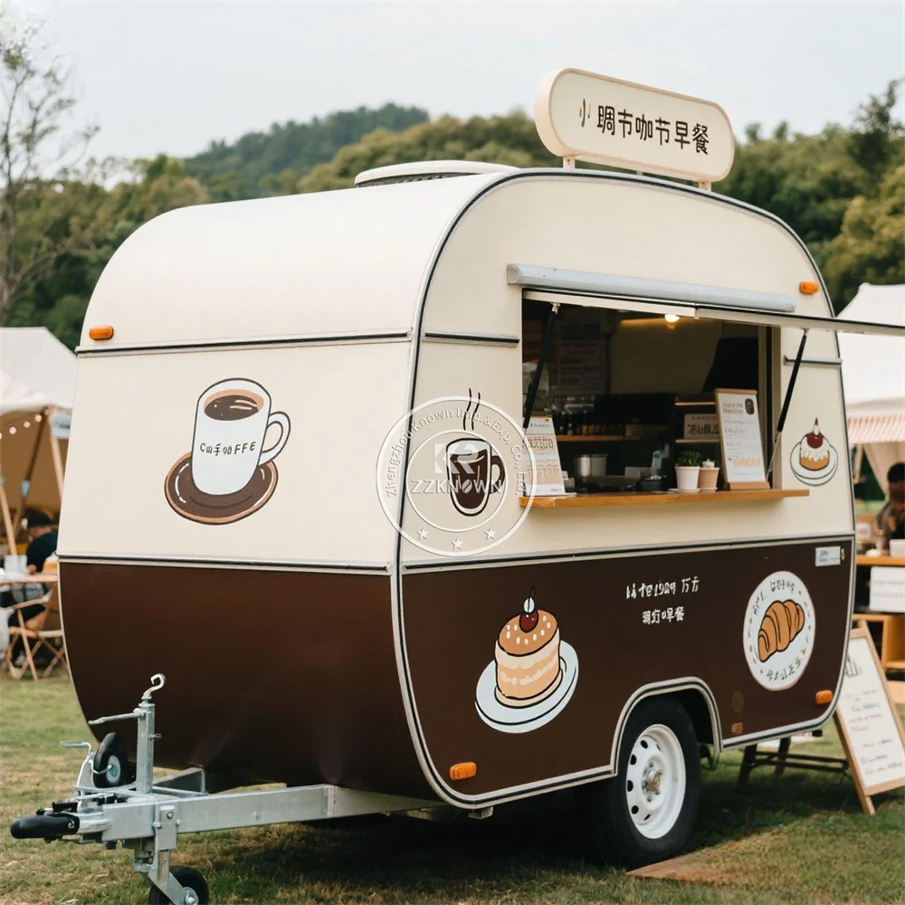 

US Standards Mobile Food Truck Fully Equipped Coffee Shop Ice Cream Cart Concession Hot Dog Snack Food Trailer With Full Kitchen