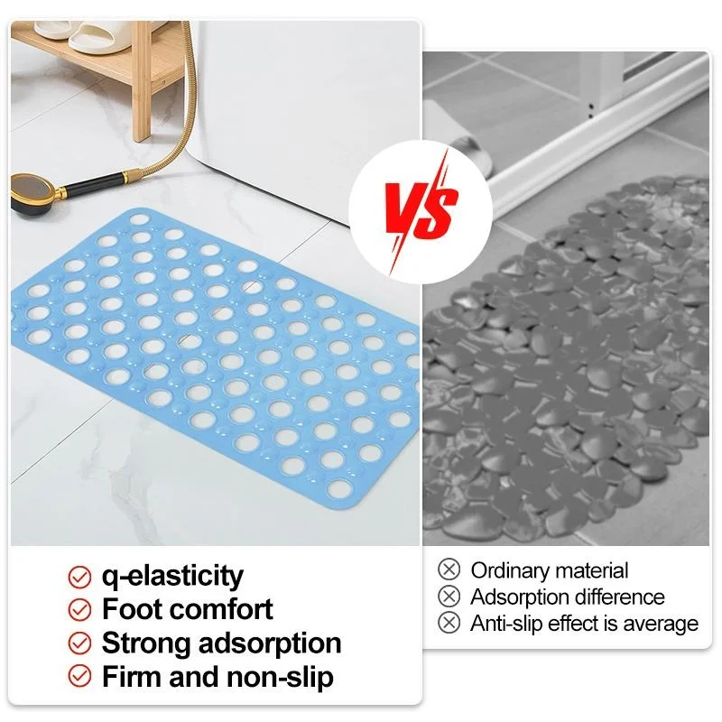 PVC Non Slip Bath Mat Soft And Quick Dry Bathroom Rug With Suction Cup Washable Bathtub Rug, Perfect For Toilet Bathroom Bathtub