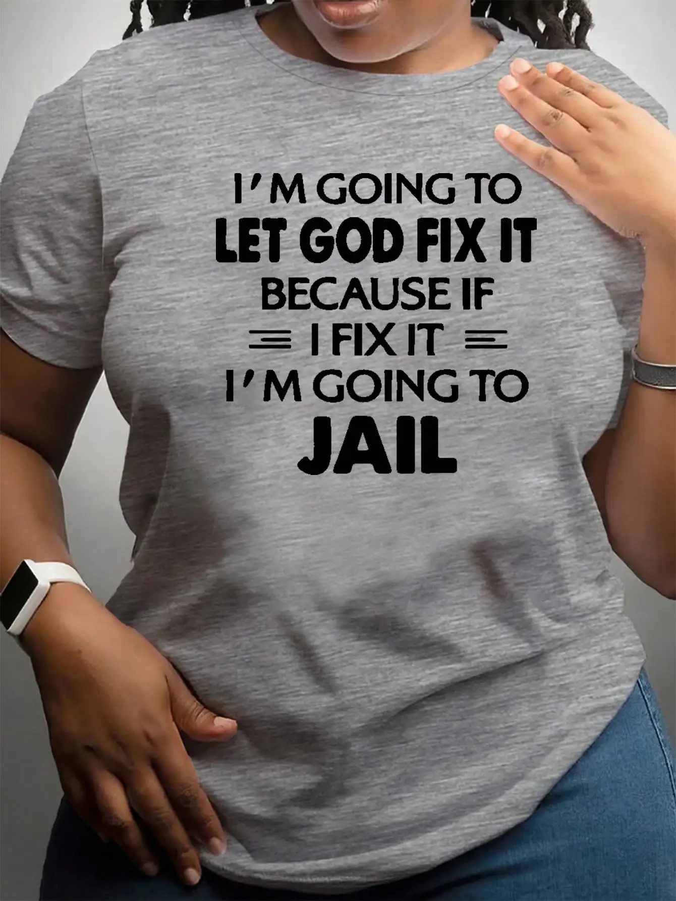 Casual loose plus size women's style - round neck slogan printed solid color short sleeved T-shirt top suitable for daily travel view 2