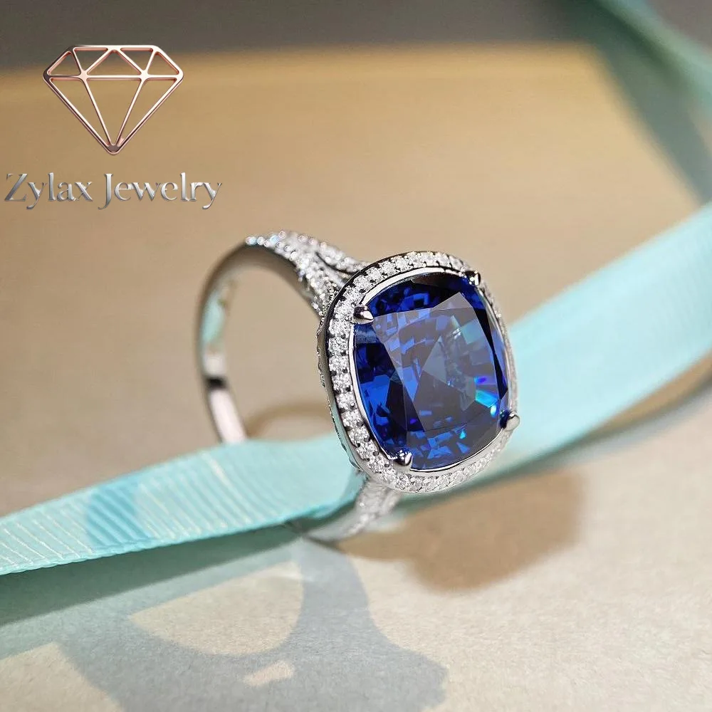 

Zylax Jewelry Luxury Solid Platinum PT950 Women's Round Diamond Ring Ring 6 karat Moissanite Diamond Ring