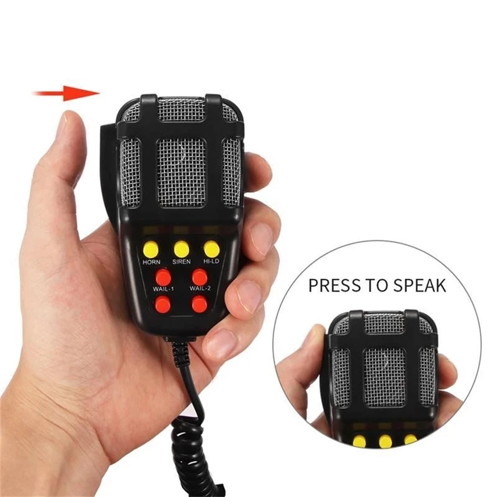 7 Sound Car Electronic Warning Siren DC 12V 100W 120-150dB Motorcycle Alarm Firemen Ambulance Loudspeaker with MIC