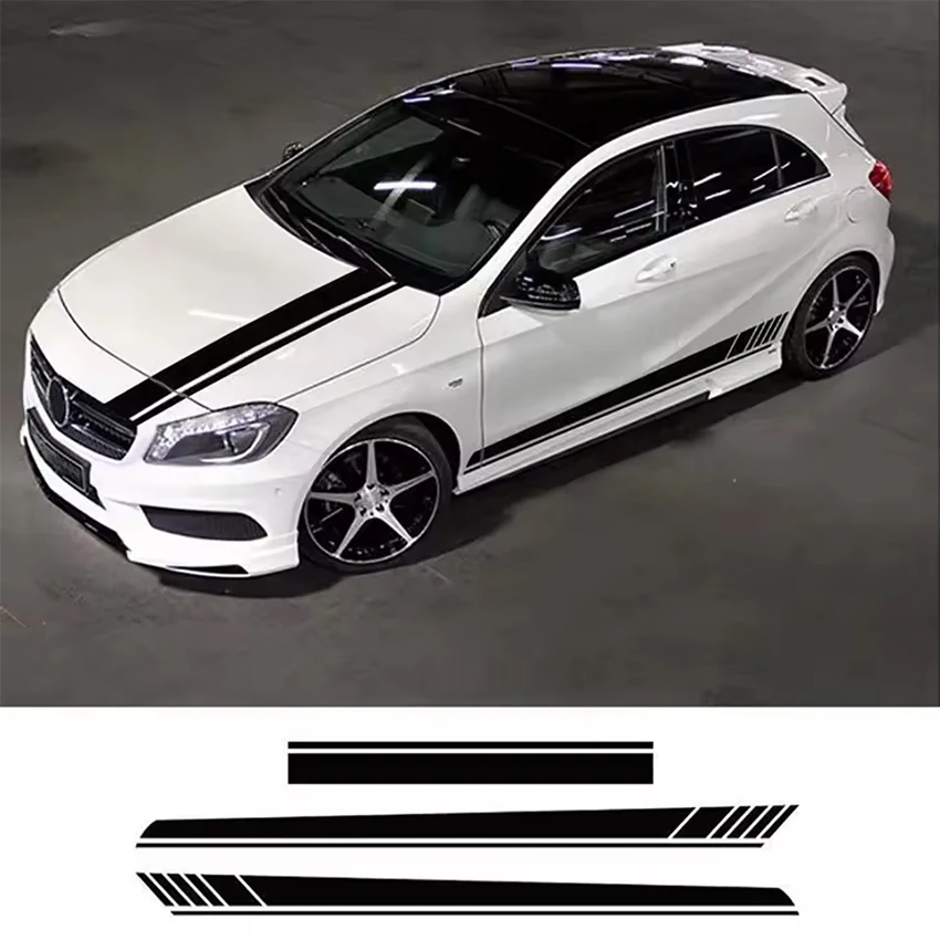 Hot-selling Car Sticker Hood Body Door Side Skirt Stripes DIY Sport Vinyl Waterproof Anti-scratch Protect Decal Trim Accessories