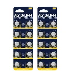 Pack of 10pc/20pc AG13/L1154/LR44 Batteries Button Cell Battery for Long Terms Power for Watches Key Fob Power Supplies