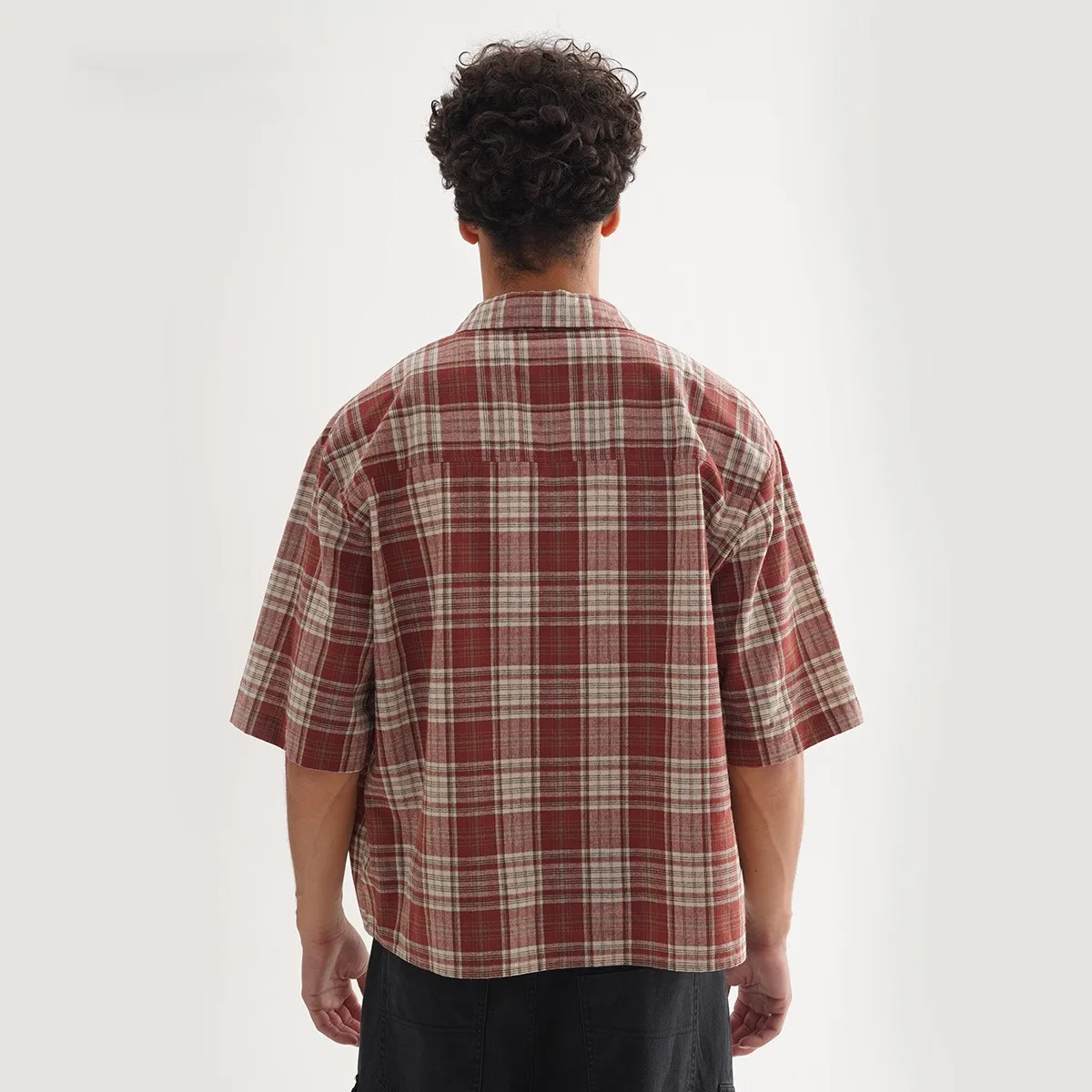 ‌Plaid Short Sleeve Shirt for Men‌ Casual Button Down,Lightweight Breathable Fabric,Trendy Streetwear,Summer Open Front Top