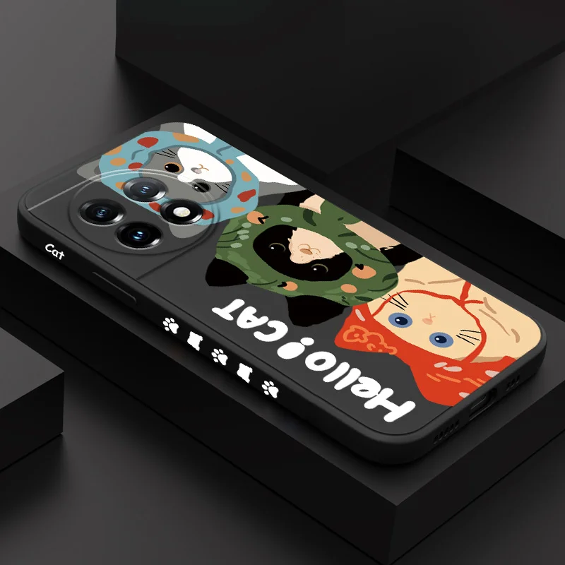 

Happy Cat Phone Case For Oneplus 13 13R 12 12R 11 11R 10 10R 10T 9R 9RT 9 8T 8 7 7T Pro 5G Liquid Silicone Cover