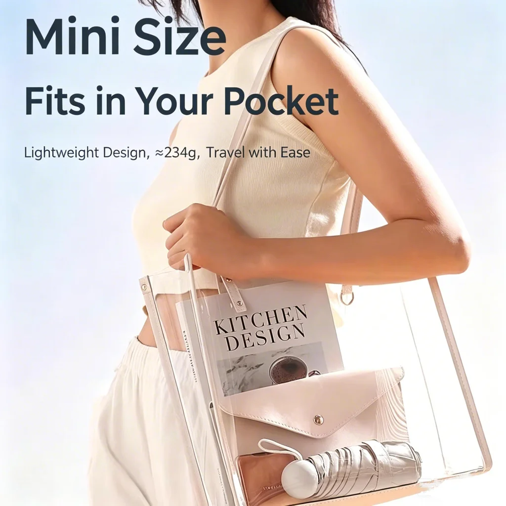1pc Anti-Uv Mini Umbrella For Sunny And Rainy Days, Portable With Uv Coating And 6 Reinforced Ribs