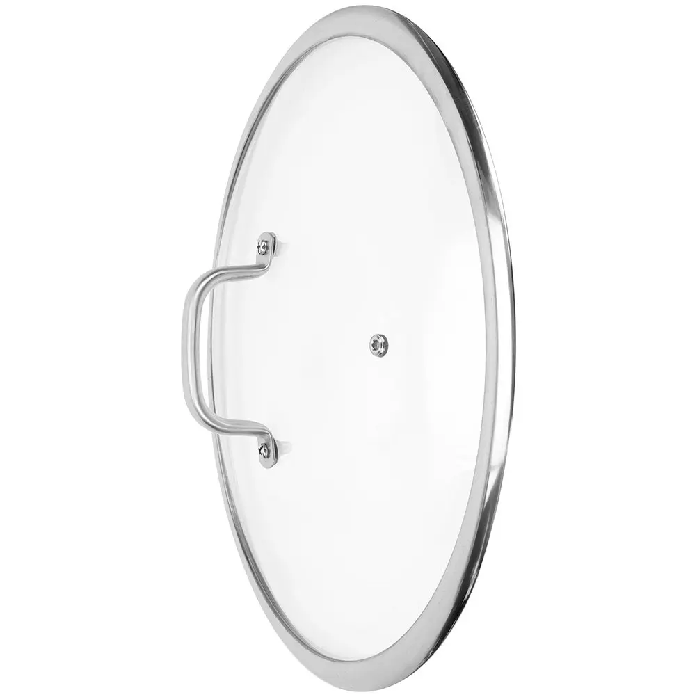 Premium Stainless Steel and Tempered Glass Pot Lid Universal Fit for Pots Pans Woks Heat Resistant Non Slip Handle Visible