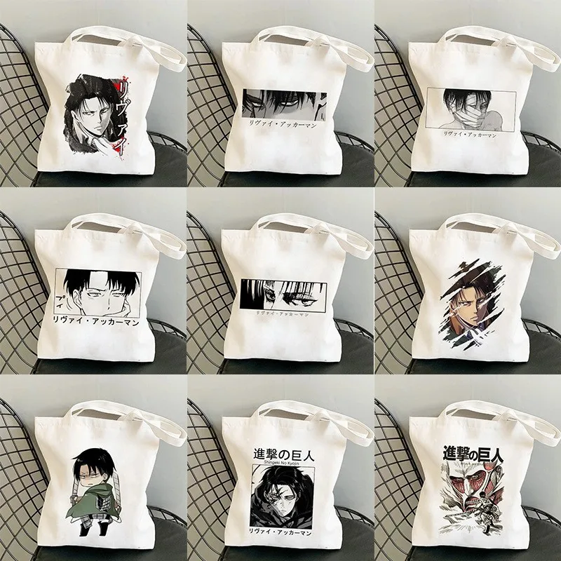 

Anime Attack on Titan Shopping Bags Harajuku Eco Linen Tote Bag Students Bolsos Mujer Women Resuable Large Capacity Shopper Bag