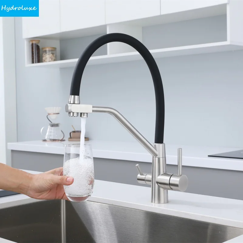 

Free Shipping Black Pull Out Kitchen Sink Faucet Directly Drinking Stream Sprayer Nozzle Stainless Steel Hot Cold Wate Mixer Tap
