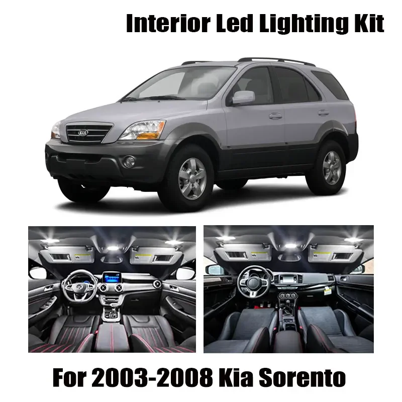 14 Bulbs White LED Car Door Light Interior Kit Fit For 2003-2006 2007 2008 Kia Sorento Map Dome Trunk Cargo License Lamp Canbus