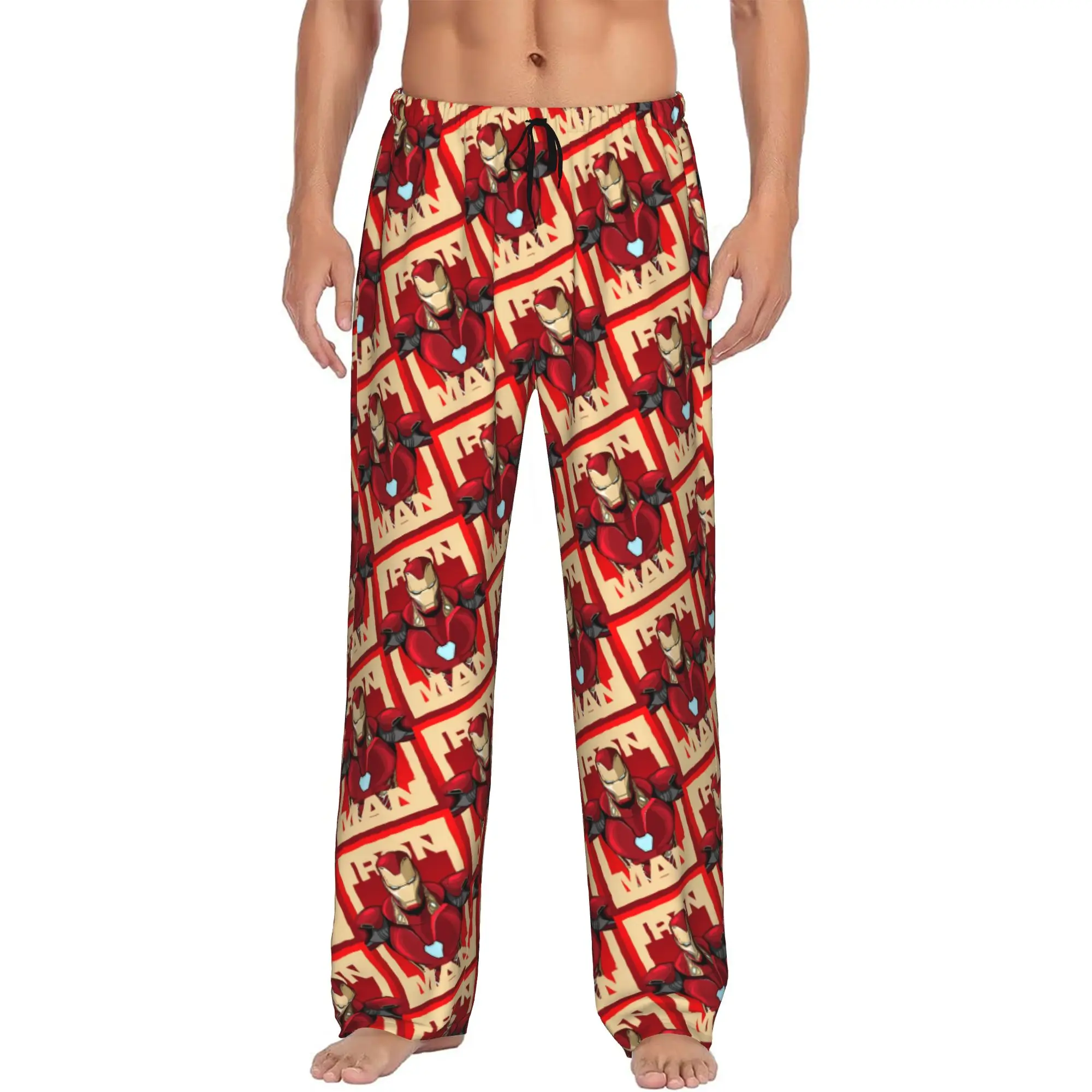 

Custom Printed Men's Iron Anime Man Pajama Pants Sleepwear Sleep Lounge Bottoms with Pockets
