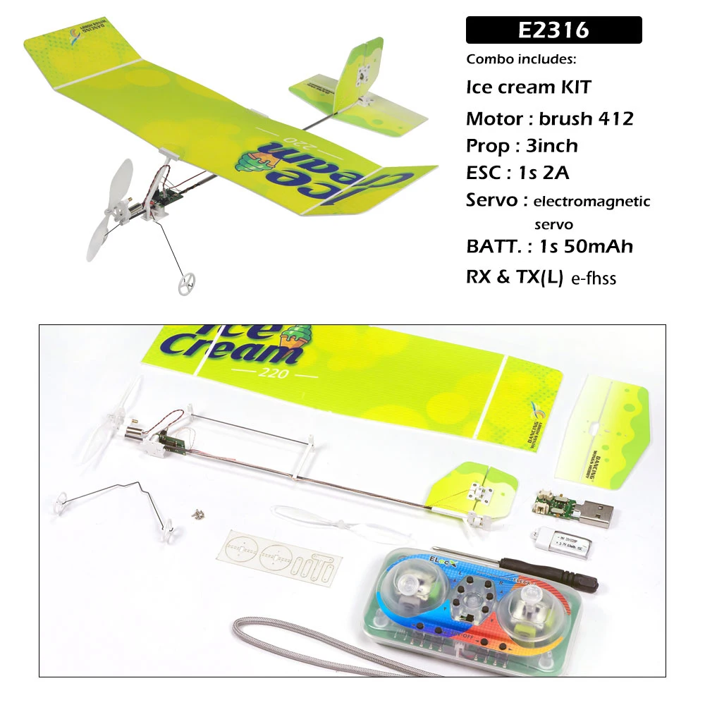 2025 New Mini Fixed-Wing RC Plane 220mm Wingspan, Ice Cream Full Set, Ultra Lightweight Trainer Aircraft for Beginners