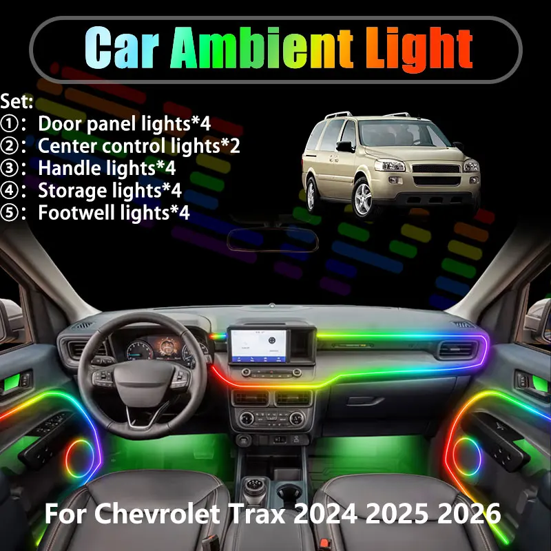 Para Chevrolet Uplander 2005~2008, 2/18 en 1, Iluminación ambiental para coche, Luces LED interiores para maletero, Luces LED USB RGB, Conjunto de piezas Streamer