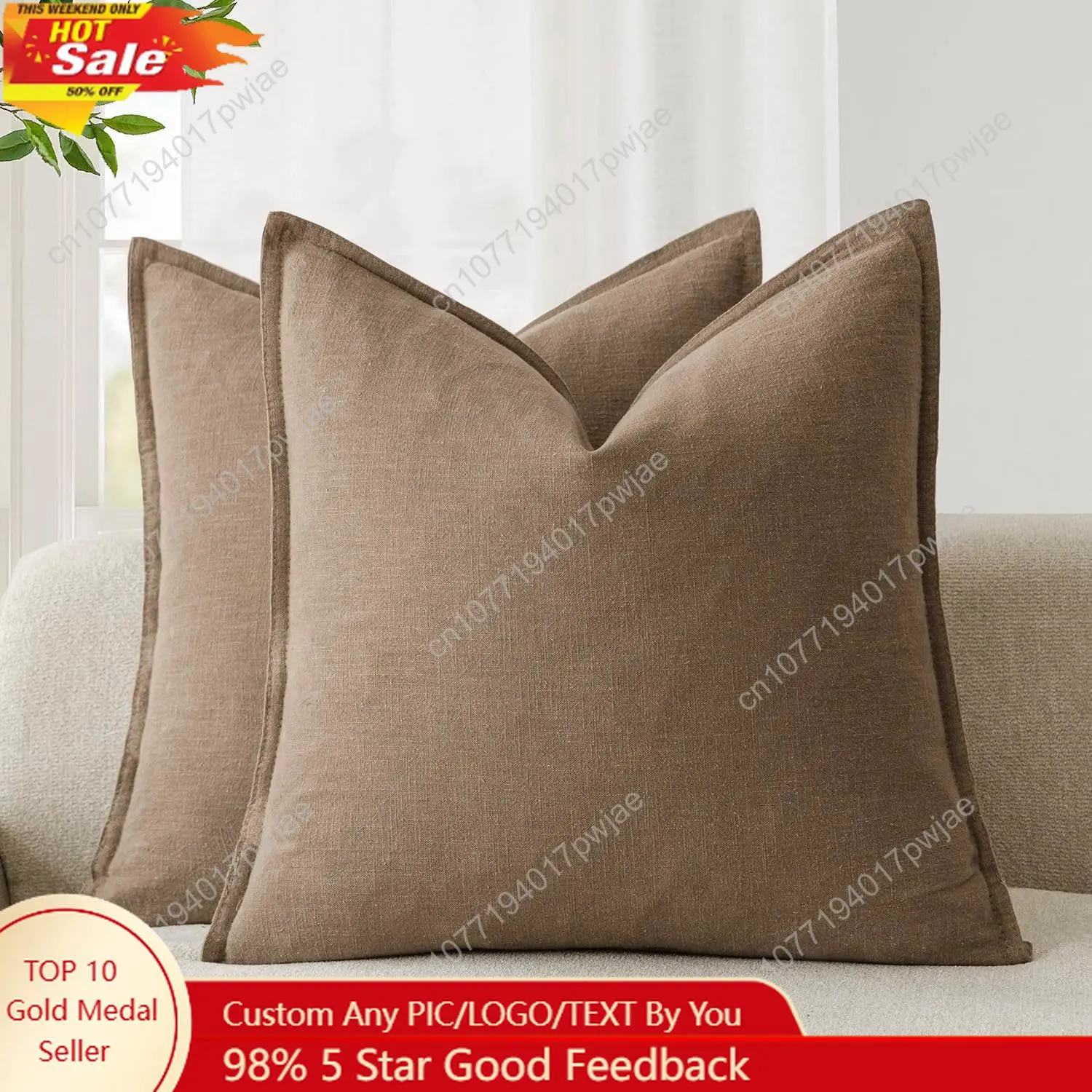 

Foindtower Pack of 2, Decorative Linen Soild Throw Pillow Covers Soft Accent Cushion Case Boho Farmhouse Neutral Pillowcase for