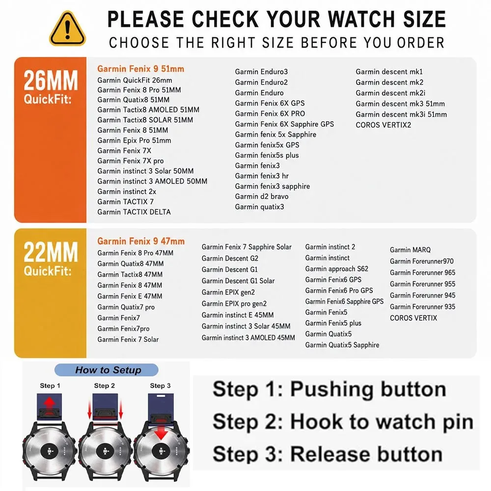Quickfit Silicone Strap For Garmin Fenix 9 47mm 51mm Waterproof Sport Wear‑Resistant 22mm 26mm Strap For Garmin Fenix 6 7 8 7X