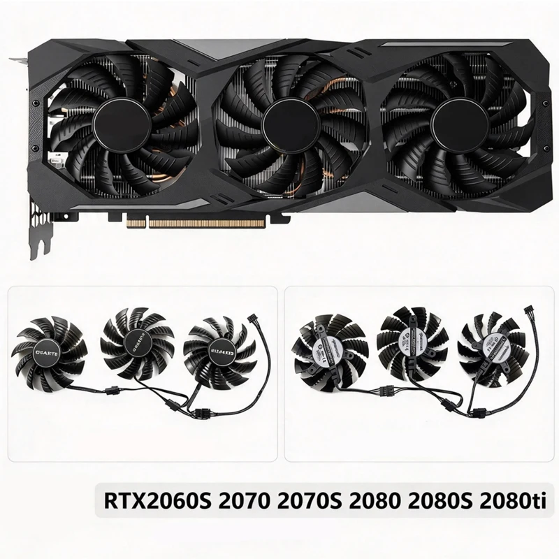 Suitable for GIGABYTE RTX2070S 2080 2080S 2080ti Gaming Graphics Card Fan, 82mm Fan Diameter, 42mm Mounting Hole Spacing