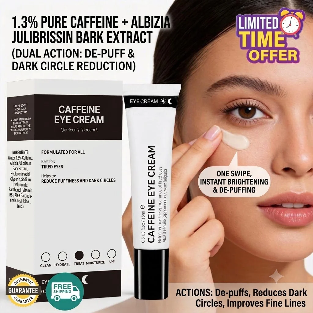 Caffeine Eye Treatment Cream Help Reduce Appearance of Tired Eyes Puffiness Dark Circles Repair Anti Wrinkle Firming Skin Care