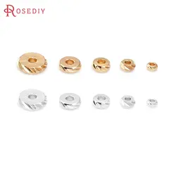 40PCS 3MM 4MM 5MM 6MM 8MM 18K Gold Color Brass Wheel Bracelets Spacer Beads Jewelry Making Supplies Diy Findings Accessories