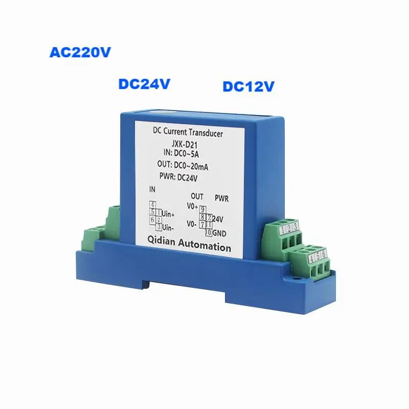 

AC220V DC24V DC12V Hall Current Sensor Transmitter AC0-10A DC0-10A Current Transformer 4-20mA 0-10V