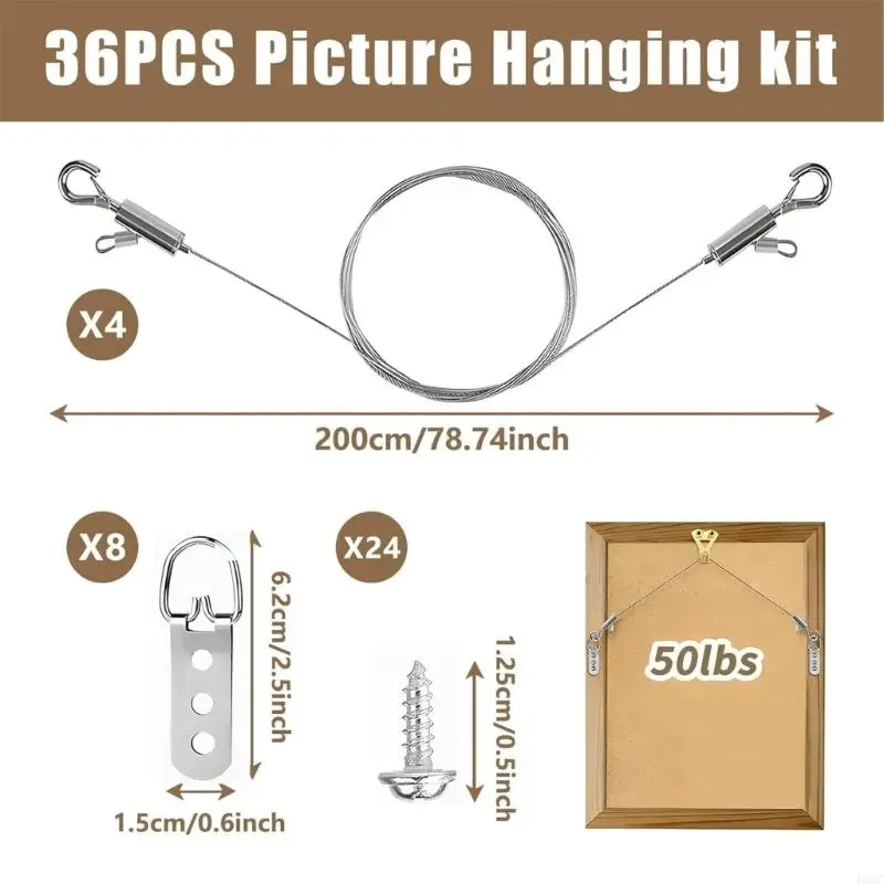 H58C Professional Art Work System Hanging Sistema da 50 libbre Set fili in acciaio Include gancio anelli per opere