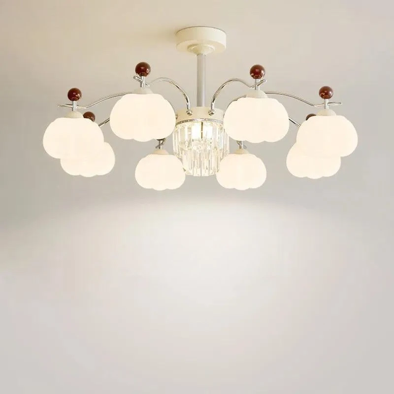 French Creative Pumpkin Pendant Lights Living Room Decor Chandelier Multi Heads Dining Table Hanging Lamps Bedroom Led Lighting
