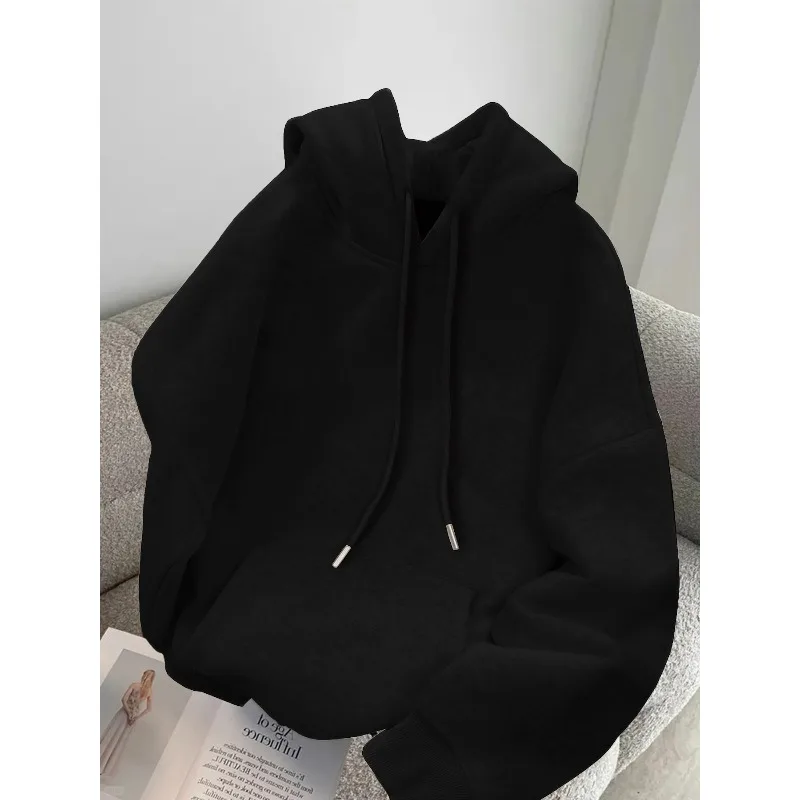 Solid Color Hooded Sweatshirt, Available in Multiple Colors: Black, Brown, Light Gray. Multiple