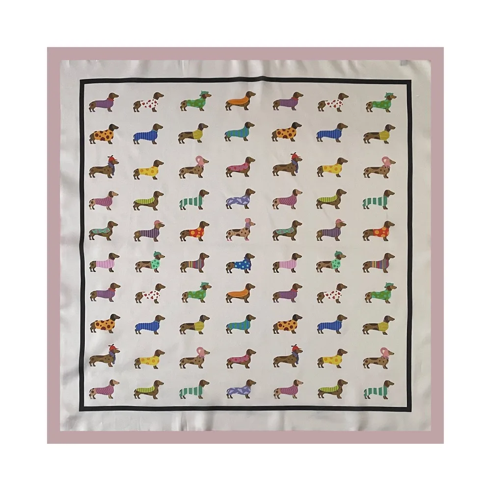 Printed Dachshund Print Print Scarf Y2K Geometric Shape Animal Printed Silk Scarf Spicy Girls Hip Hop Satin Hijab Outdoor