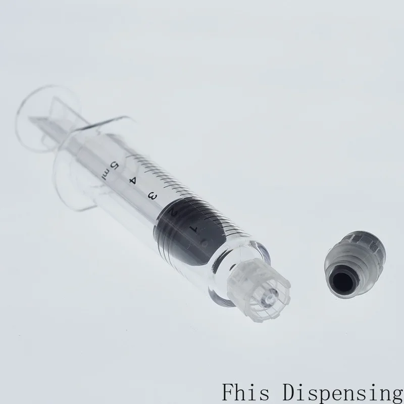 5ml/5cc Luer Lock Syringe with Measurement Mark Tip for CBD Oils EJuices Liquids Chemical (Gray Piston)