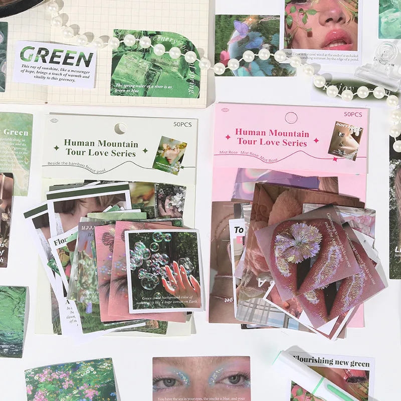 Mountain Wander Romance Series Stickers 50pcs Scenic Nature‑themed Decals for Journal Collage Scrapbook DIY Embellishment