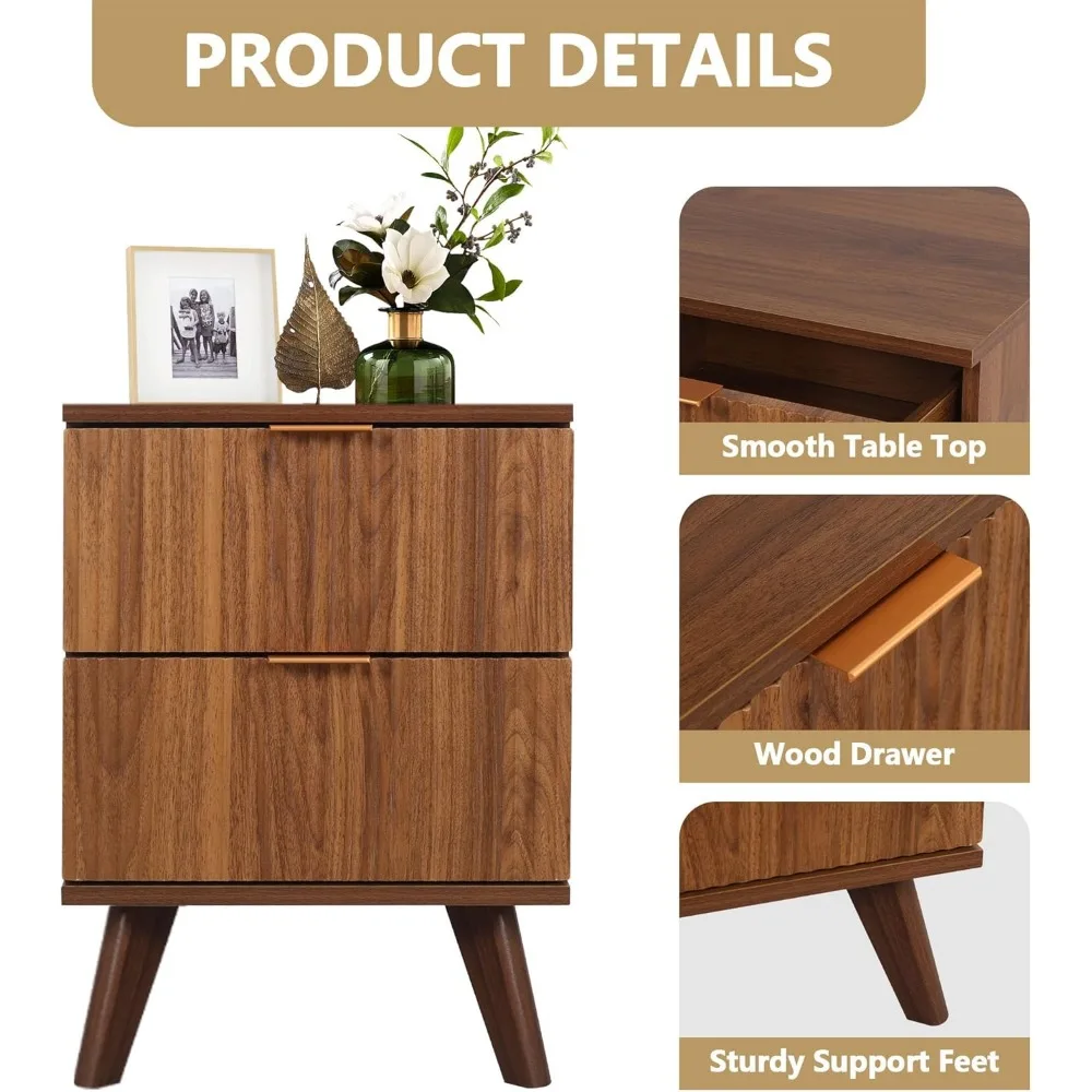 طقم منضدة مخدد حديث مكون من قطعتين من منتصف القرن، وخزانة غرفة نوم بدرجين مع طاولات جانبية صغيرة #6