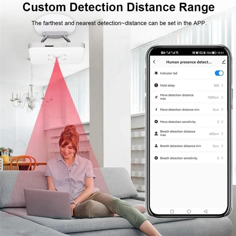 ABMH-Tuya Wifi Human Presence Detector With Holder Smart Human Body PIR Sensor Radar Microwave Motion Sensor Detect 5.8Ghz